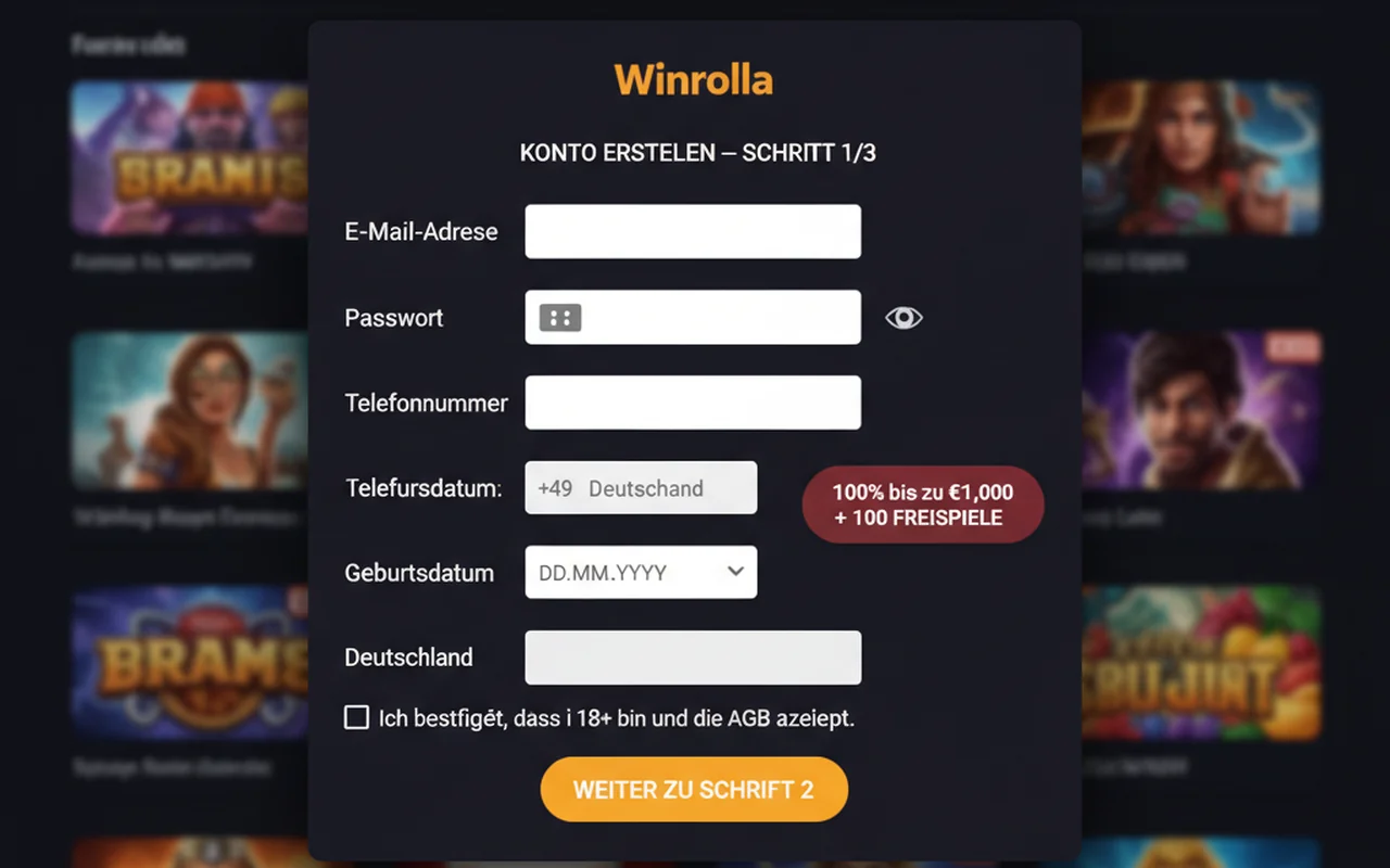 Registrierung in unter 60 Sekunden – Winrolla